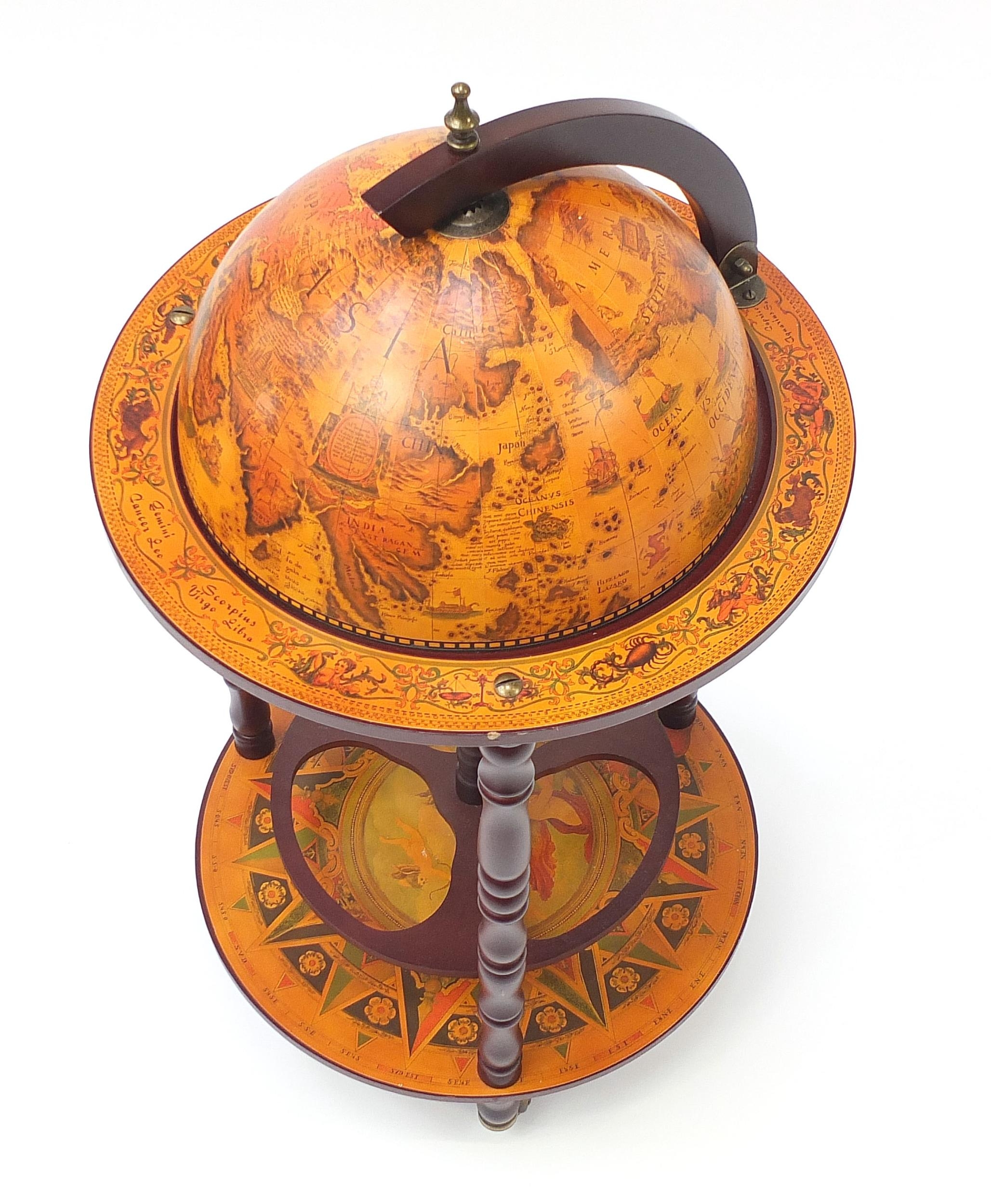 Novelty globe design drinks trolley, the top opening with fitted interior, 90cm high - Image 2 of 5