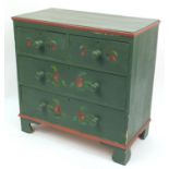 Victorian painted pine four drawer chest, 82cm H x 83cm W x 43cm D