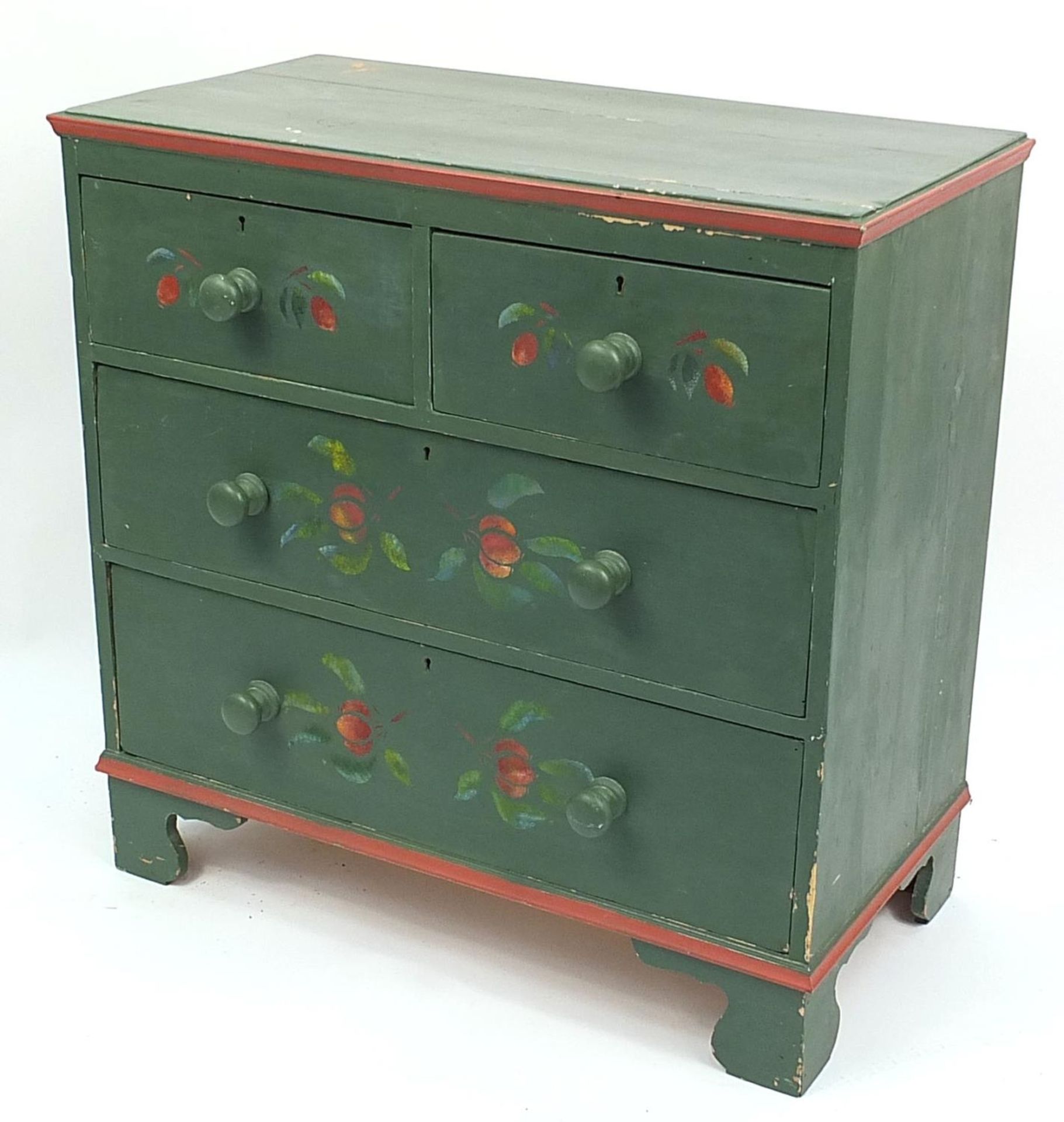 Victorian painted pine four drawer chest, 82cm H x 83cm W x 43cm D