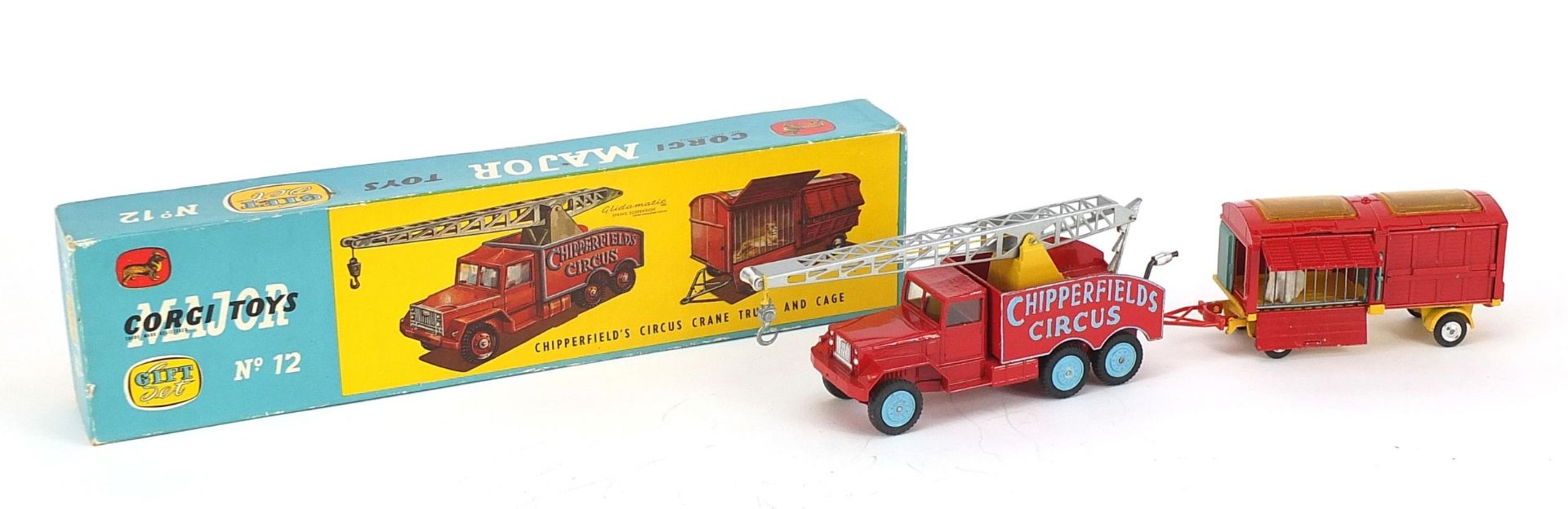 Corgi Toys Major Chipperfield's Circus crane, truck and cage with box, gift set no 12