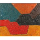 Abstract composition of geometric shapes, Russian School, impasto oil onto canvas, bearing a
