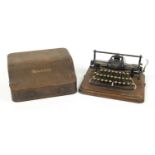 Antique Blickensderfer typewriter with wooden case, 33.5cm wide