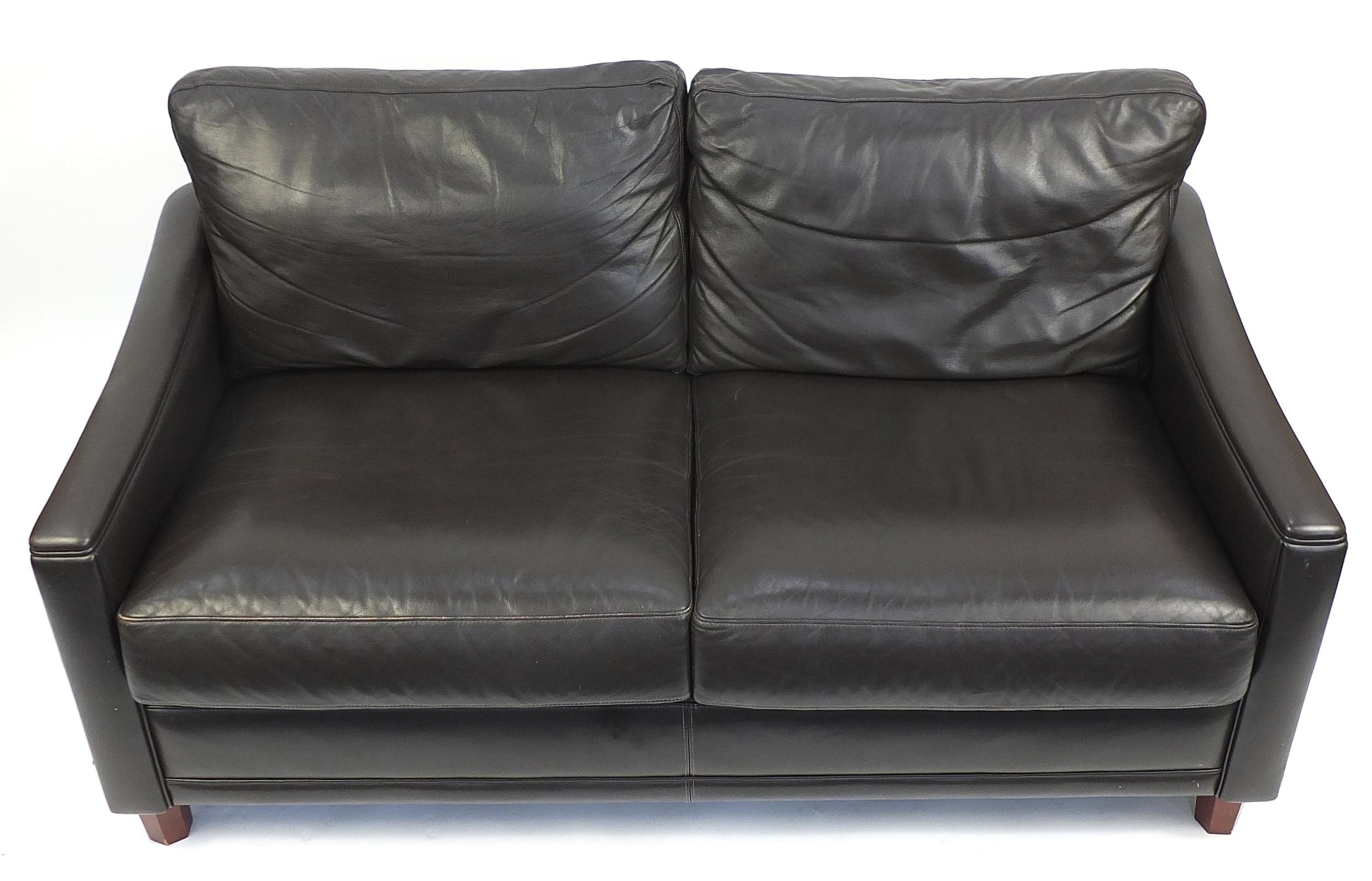 Brown leather two seater sofa, 160cm wide - Image 2 of 3