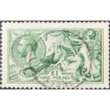 George V one pound seahorse stamp, very fine, used