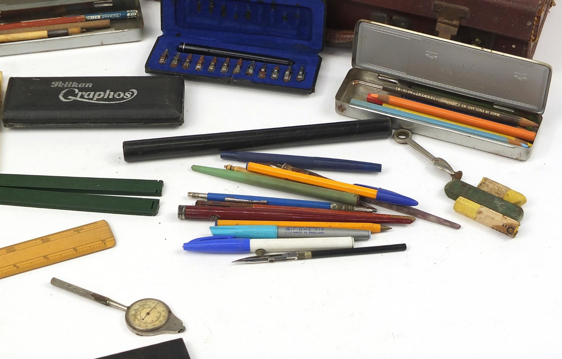 Vintage drawing instruments and apparatus including cased sets and wooden rules - Image 5 of 5