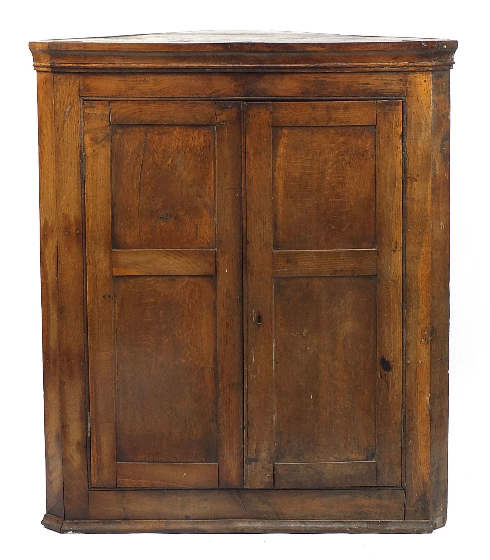 Large antique oak corner cupboard, 122cm H x 104cm W x 64cm D