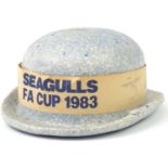 Footballing interest Brighton & Hove Albion FA Cup 1983 polystyrene hat with team signatures