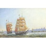 Stanley Francis Smitheman - A brig and a topsail schooner off the mouth of the Tyne, 20th century