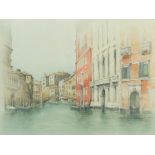 Ponte delle Guglie, Venice, heightened pencil and watercolour, indistinctly signed, possible