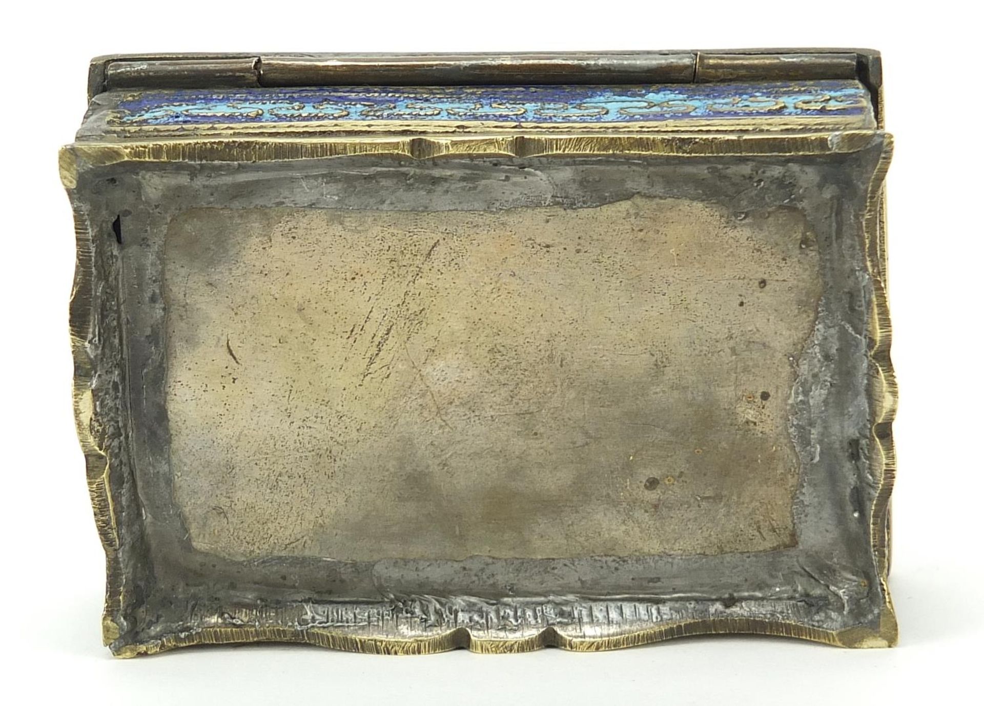 Rectangular brass box enamelled with an owl, 7.5cm wide - Image 4 of 4