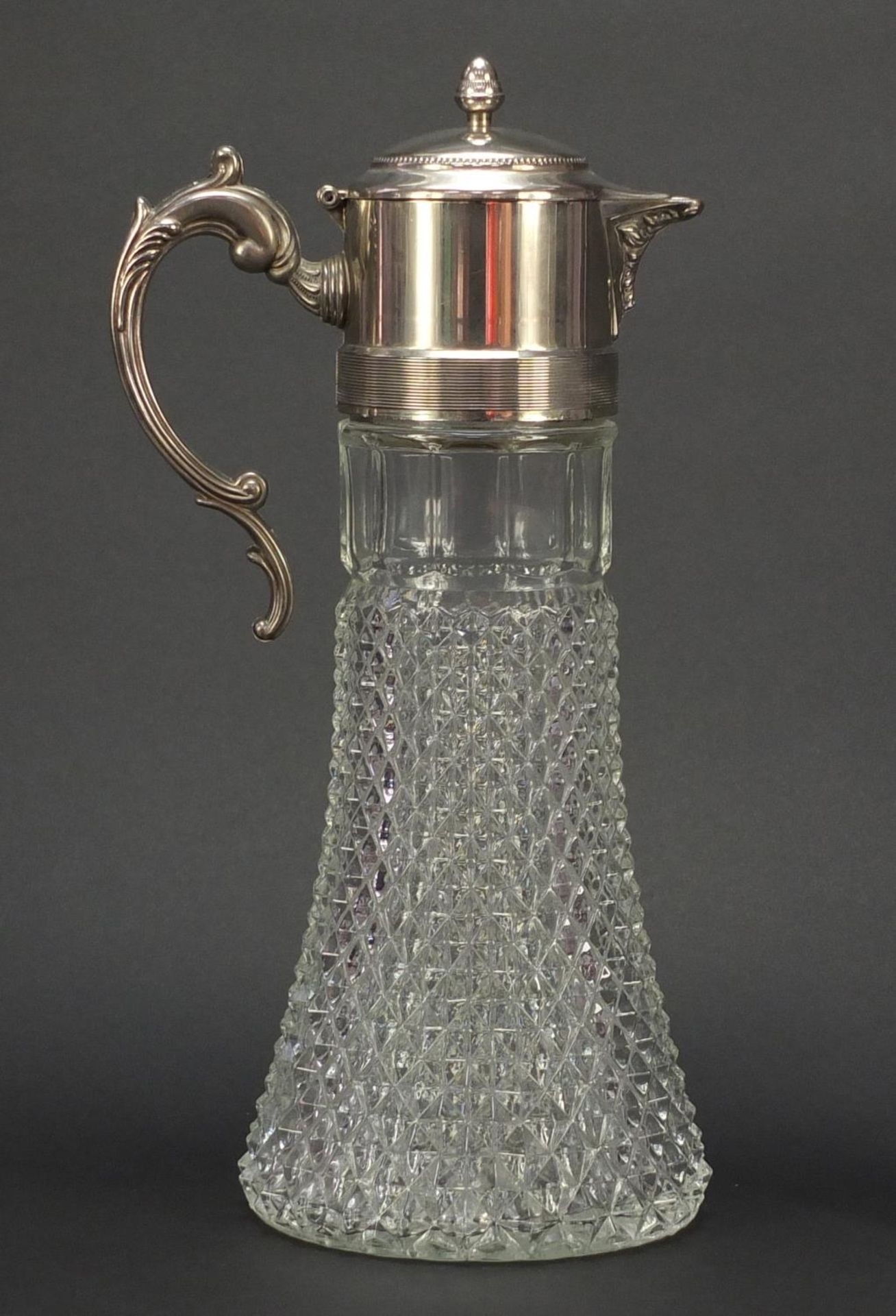 Large glass claret jug with silver plated mounts, 36cm high - Image 4 of 7