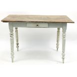 Fruit wood and painted farmhouse type dining table, 72cm H x 110cm W x 64cm D