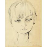 Irma Stern 1945 - Portrait of a young girl, signed South African ink and pencil, details verso,