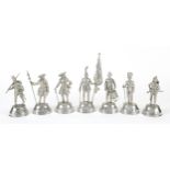 Seven military interest Charles Stadden pewter figures including The Buffs and Coldstream Gaurds,