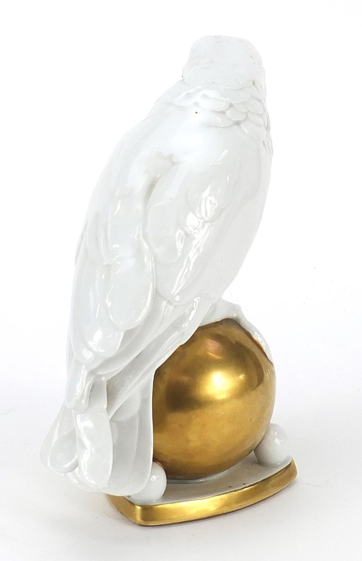 Hutschenreuther, German porcelain model of a parrot on a ball, 20.5cm high - Image 2 of 3