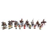 Group of hand painted lead soldiers and horses including Britains