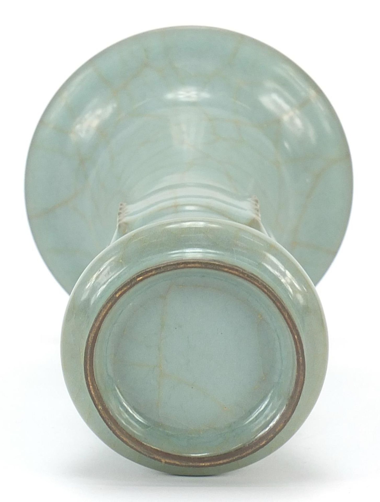 Chinese porcelain Gu beaker vase having a celadon crackle glaze, 23cm high - Image 3 of 3