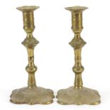 Pair of antique brass candlesticks, 20.5cm high