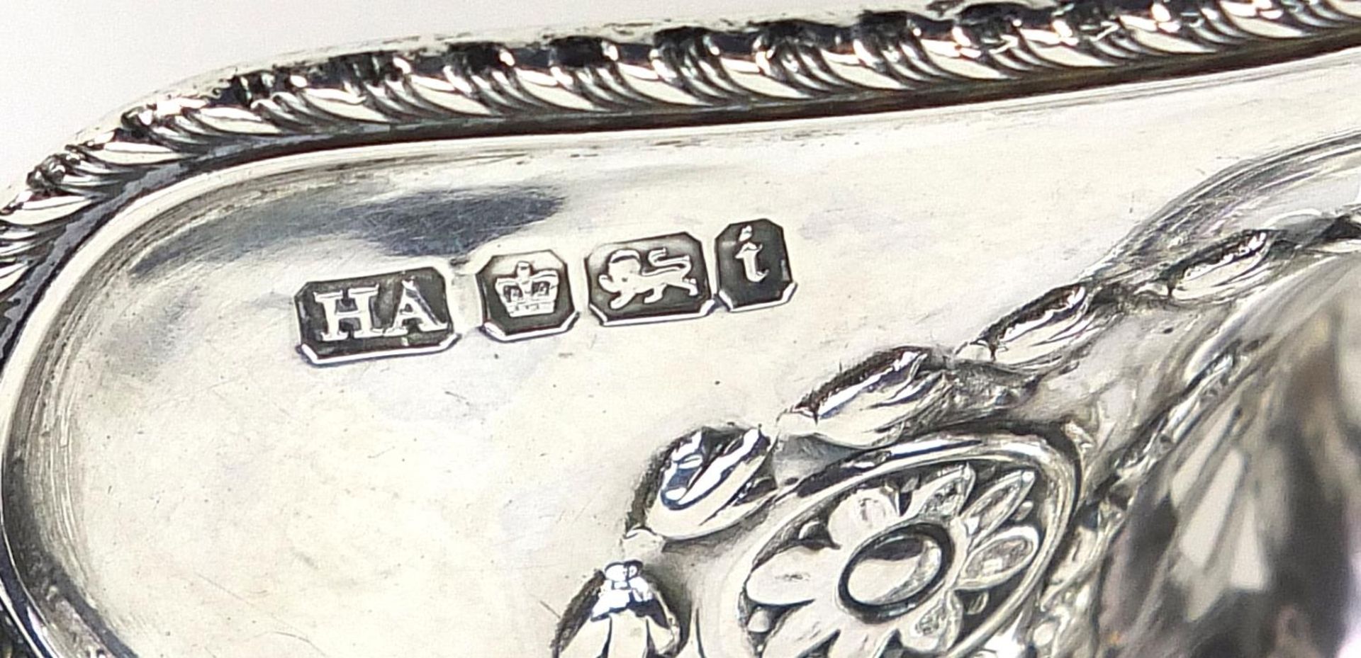 Silver objects comprising Edward VII oval silver pierced bonbon dish embossed with swags by Henry - Image 4 of 4