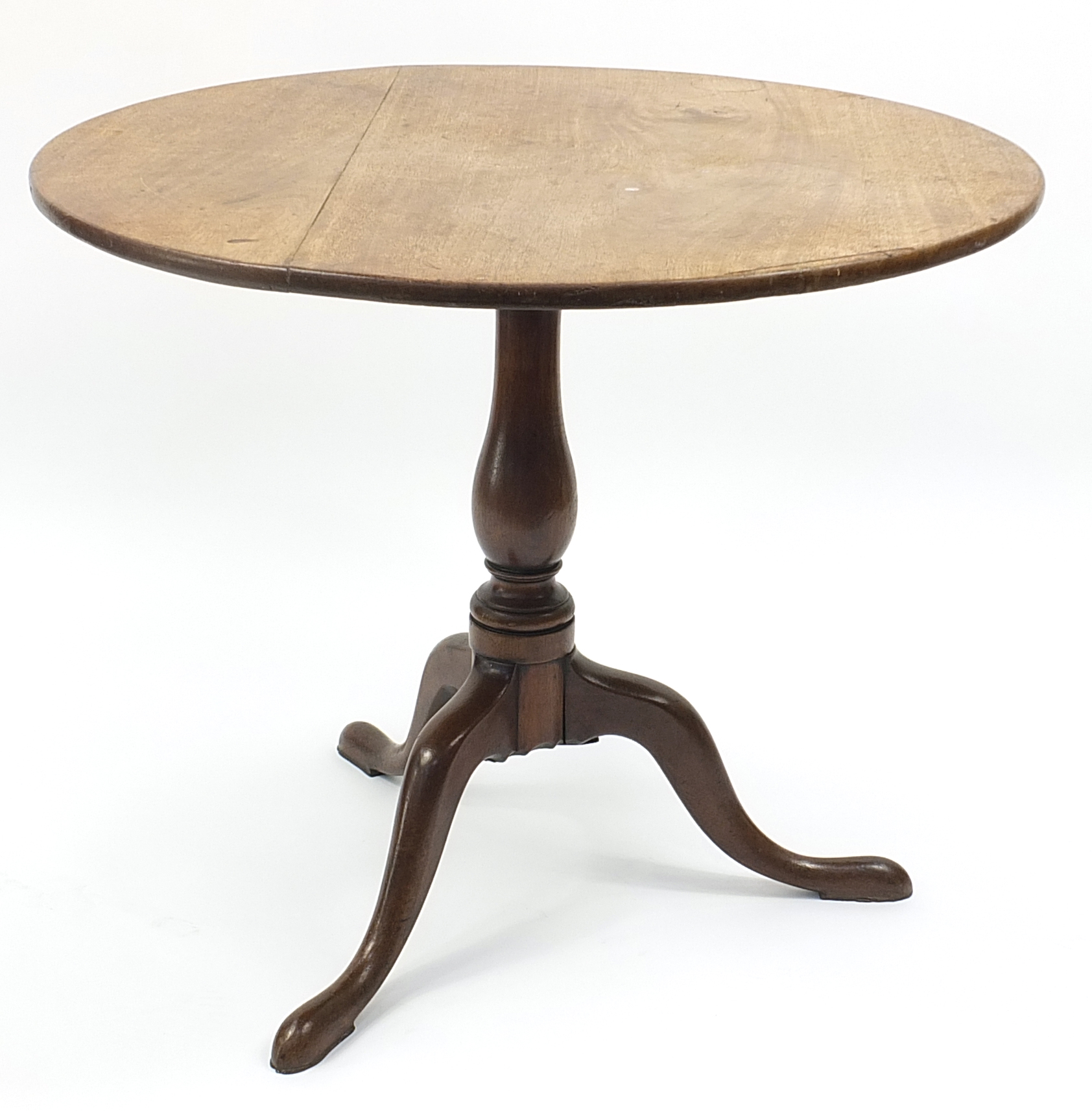 Antique mahogany tilt top table with tripod base, 71cm high x 85cm in diameter - Image 2 of 4