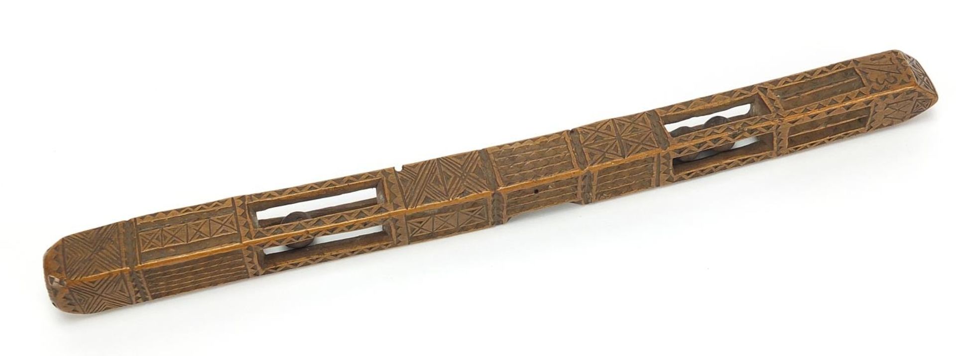 18th century folk art treen carving dated 1773, 22.5cm in length - Image 2 of 2