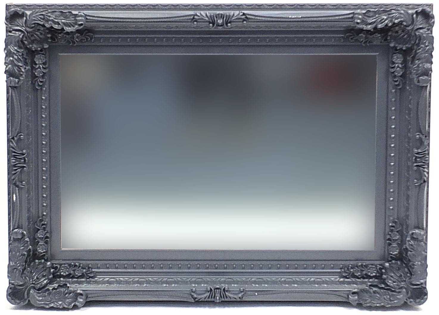 Large ornate framed wall hanging mirror with bevelled glass, 120cm x 86cm