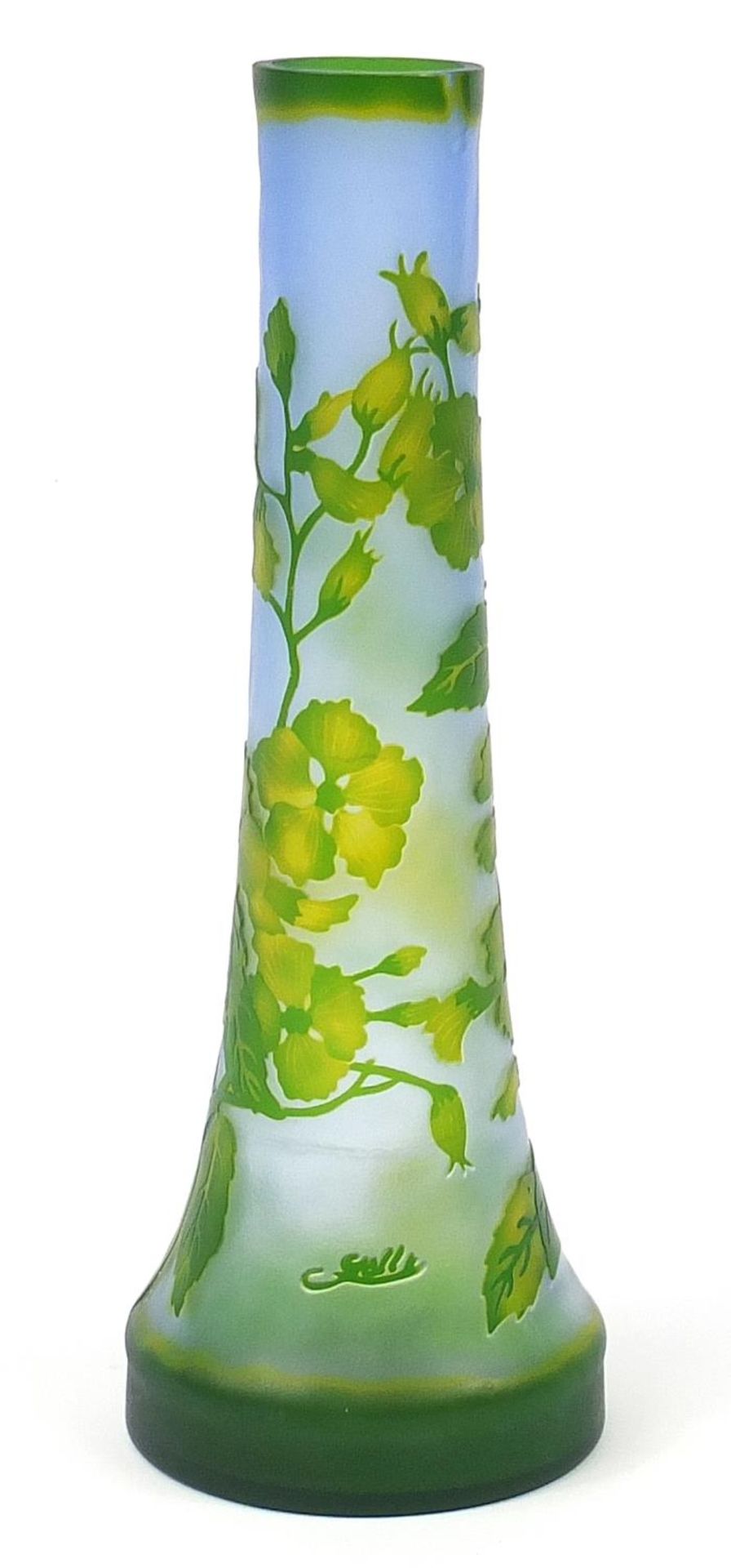 French green and opalescent cameo glass vase signed Galle, 39cm high - Image 2 of 3