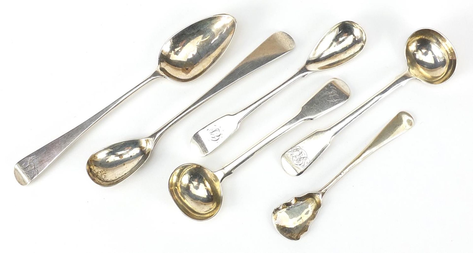 Georgian and later silver spoons including a pair by John and Henry Lias, London 1819, the largest - Image 2 of 6