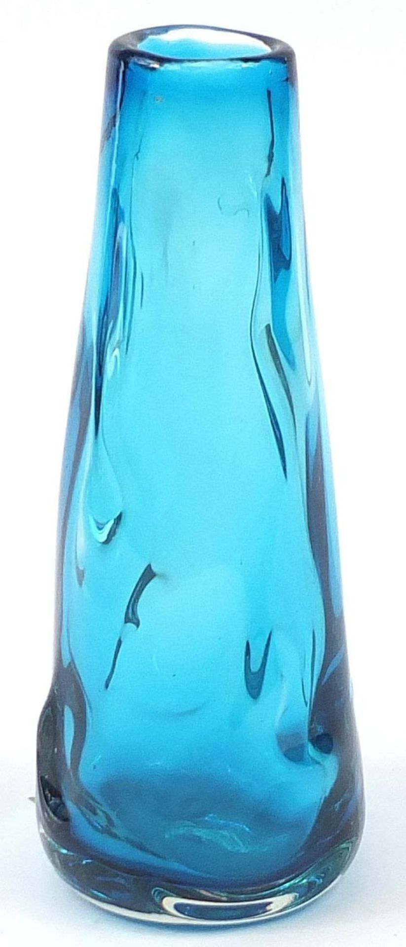 Whitefriars aqua blue knobbly glass vase, 25cm high