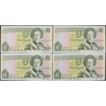 Four States of Jersey one pound notes with consecutive serial numbers
