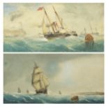 Richmond W Markes - Paddle Steamer and ships, pair of 19th century maritime watercolours, one