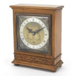 Carved walnut Elliott mantle clock with brass dial, 16.5cm high