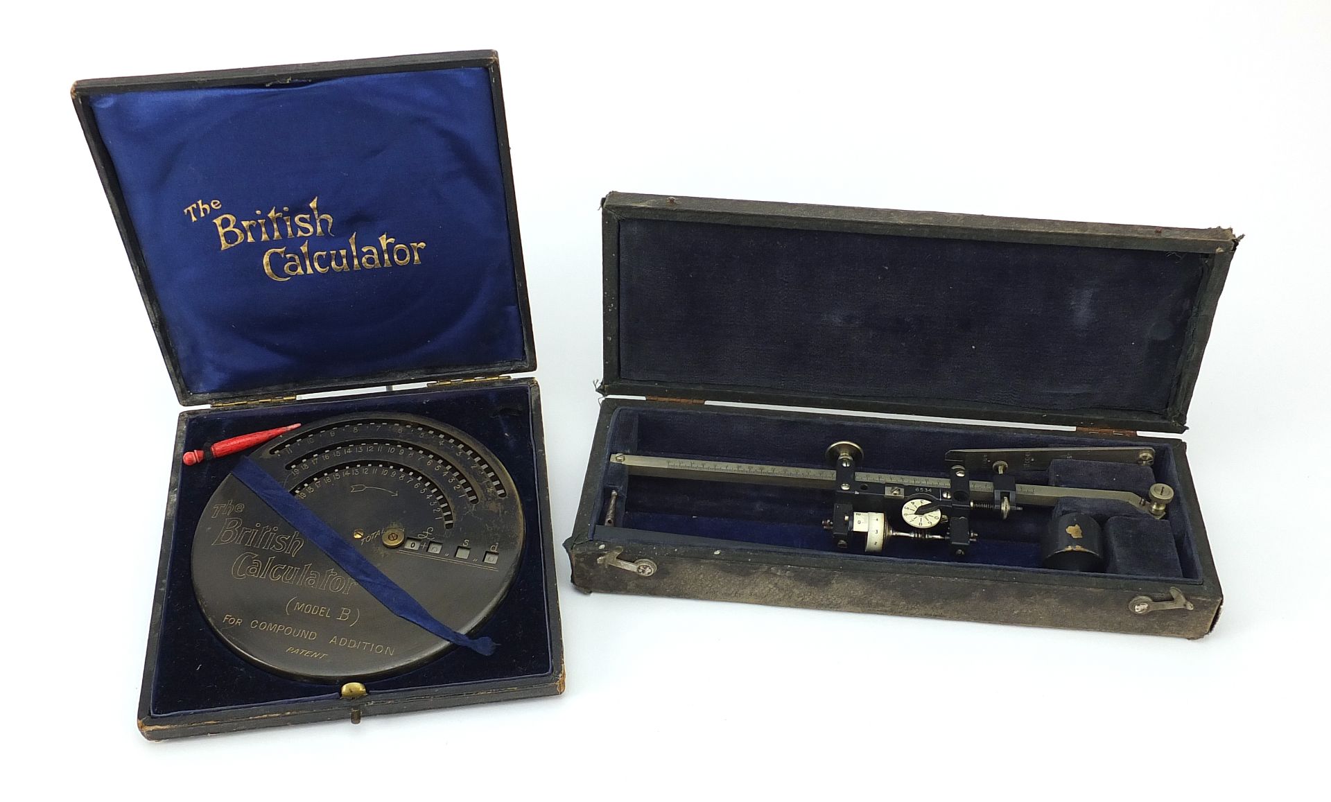 Scientific instruments including Amsler's planimeter and The British Calculator Model B