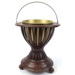 Regency style mahogany wine cooler with brass liner, 42cm high