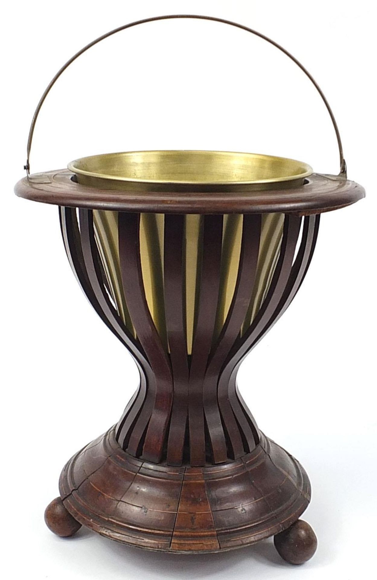 Regency style mahogany wine cooler with brass liner, 42cm high