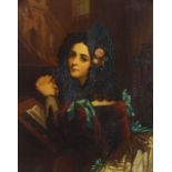 Francois Gabriel G Lepaulle - Rosina, young Spanish lady at prayer, antique oil on copper panel
