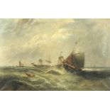 William P Rogers - Boats on water, 19th century maritime oil on canvas, mounted and framed, 75cm x