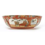 Japanese Kutani porcelain bowl hand painted with goldfish, character marks to the base, 21.5cm in