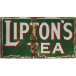 Lipton's Tea double sided enamel advertising sign, 46cm x 25cm