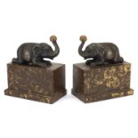 Pair of Art Deco design bronzed bookends in the form of circus elephants, each 17.5cm in length