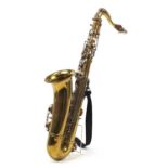 Berg Larsen brass saxophone with chromed mounts, 82.5cm high