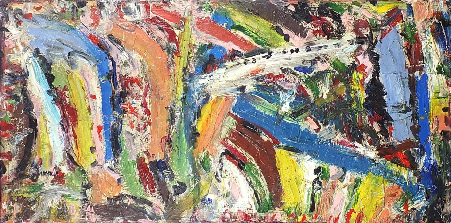 Abstract composition, New York Expressionist oil on canvas, unframed, 122cm x 60.5cm