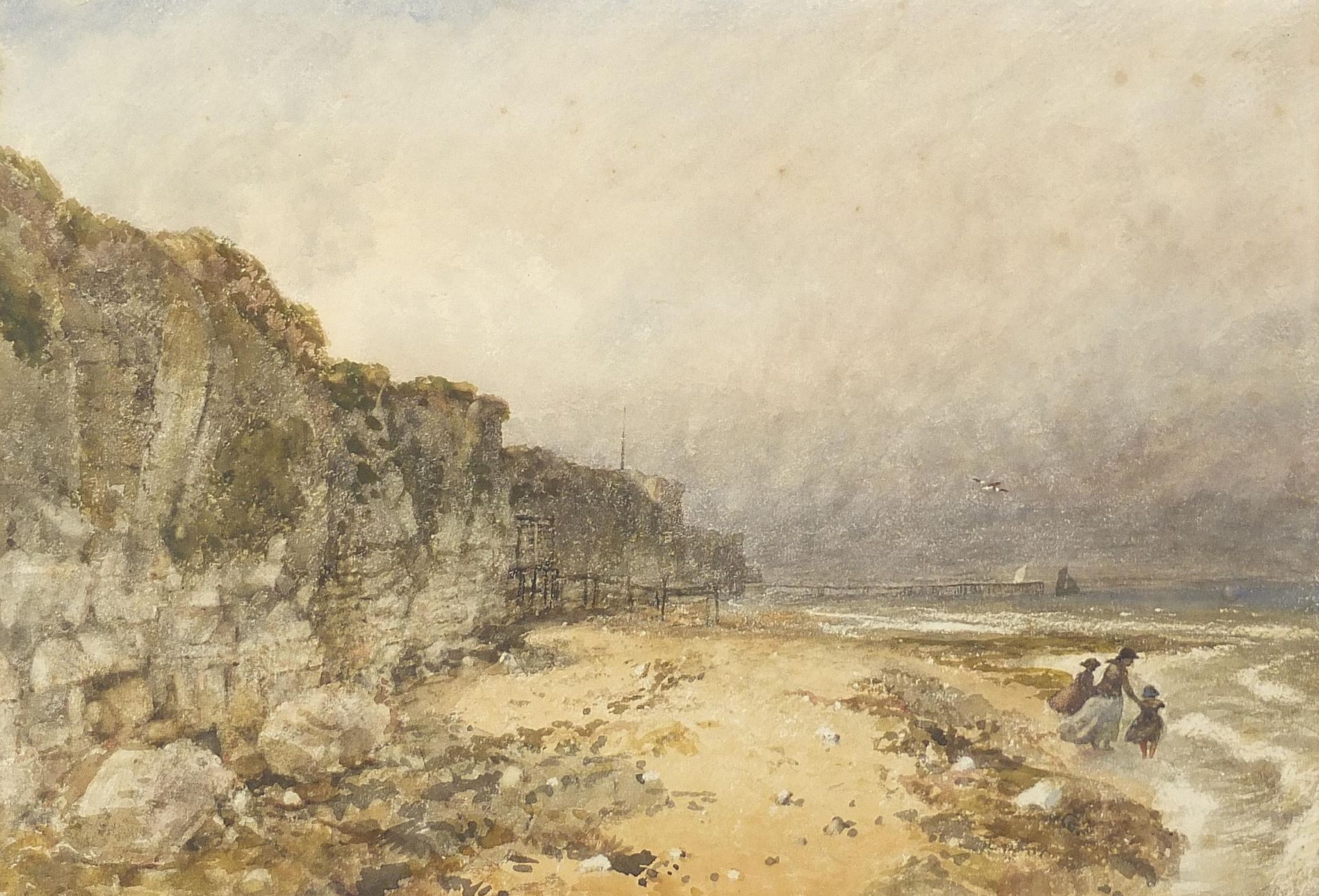 James Price - Stormy day, Dover coast, 19th century watercolour, inscribed verso, possibly Dover