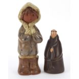 Scandinavian figure of a monk by Enkoping and one other, the largest 24.5cm high