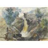 Henry Martin Pope - Torrent Falls, near Dolgellau North Wales, heightened watercolour, details