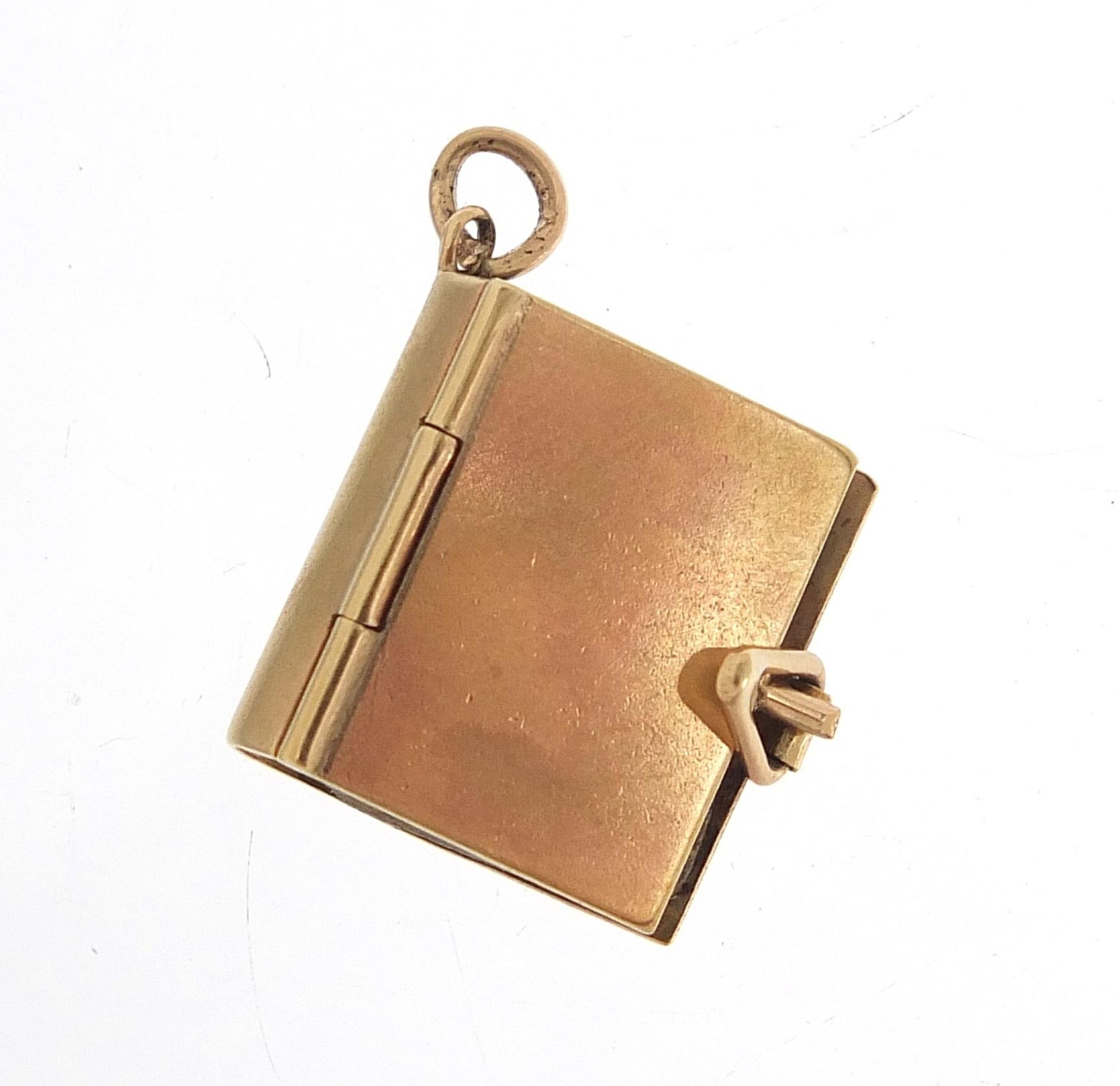 9ct gold Scenes of London folding book charm, 1.5cm high, 3.2g