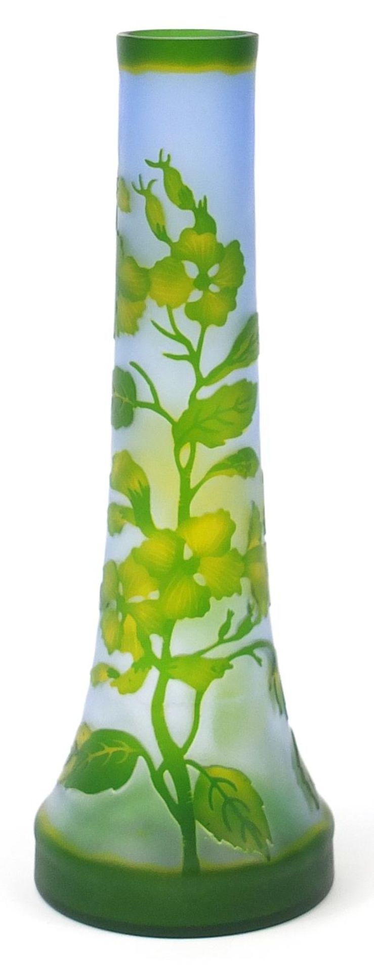 French green and opalescent cameo glass vase signed Galle, 39cm high