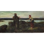 Alfred Dixon - You're a Good Hand at Fishing Says Kate, late 19th/early 20th century signed oil on