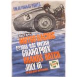 1966 Daily Mail RAC British Grand Prix motor racing poster designed by Martin Treadway, Stafford &