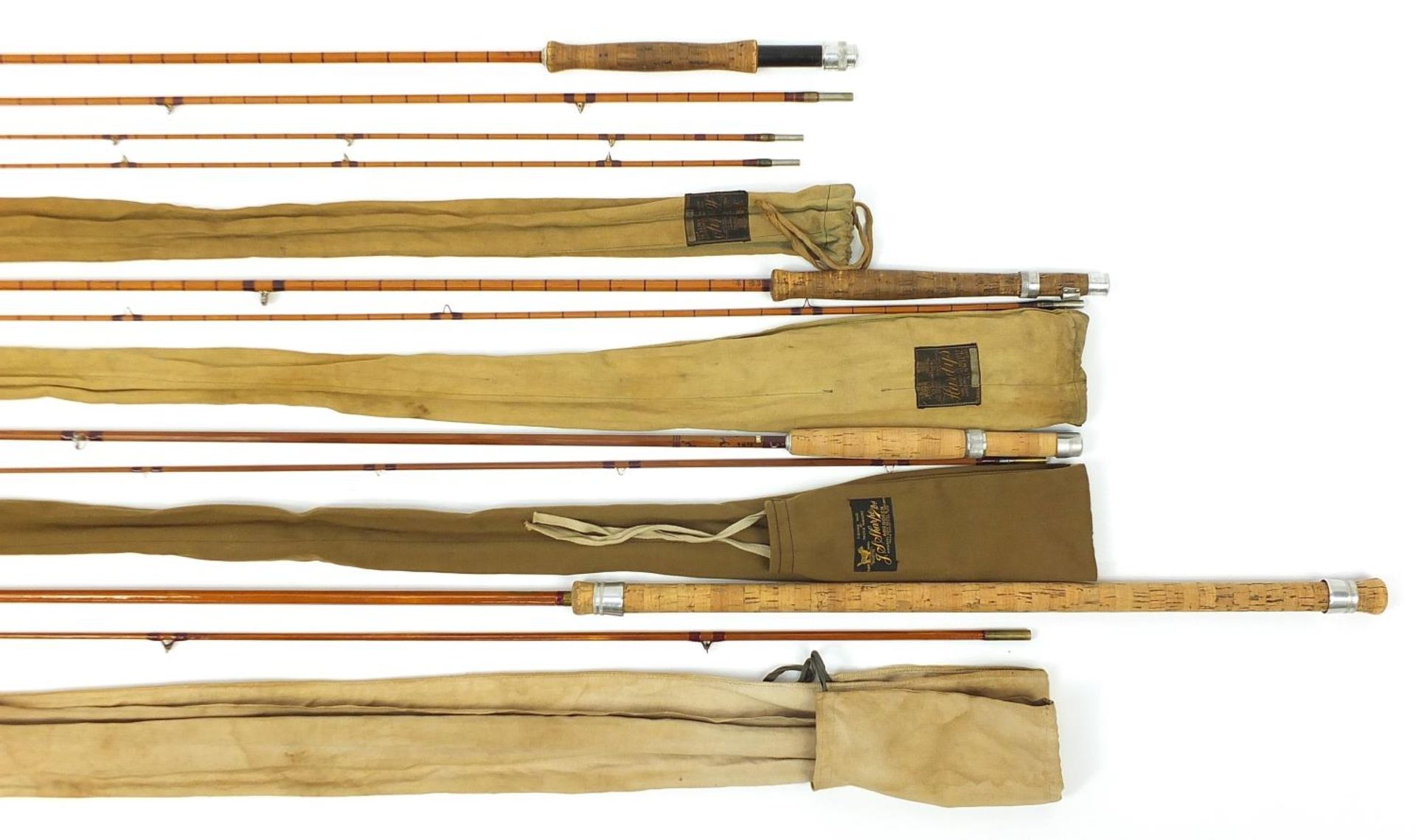 Four vintage Hardy split cane fishing rods and Chapman 500 comprising Hardy Palakona Triumph, - Image 3 of 10